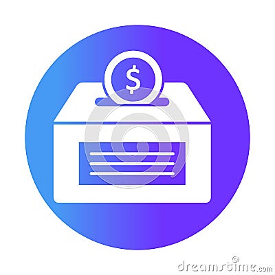 Saving white glyph with color background vector icon which can easily modify or edit Vector Illustration