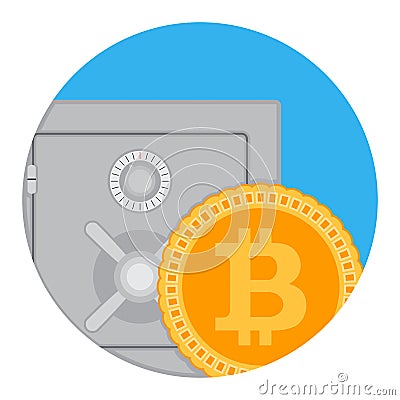 Savings and accumulation of bitcoin icon flat app Vector Illustration