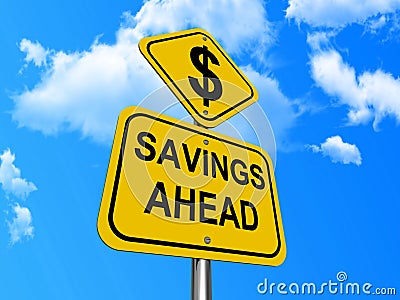 Savings ahead sign Stock Photo