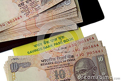 Savings bank account for deposit/withdrawal of money, Indian Stock Photo