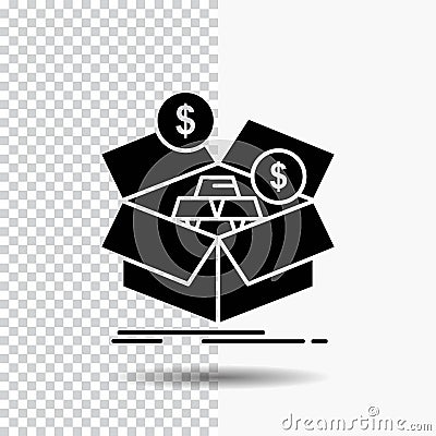 savings, box, budget, money, growth Glyph Icon on Transparent Background. Black Icon Vector Illustration