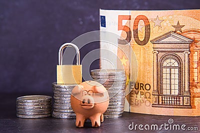 Savings guarded or blocked. Crisis time Stock Photo