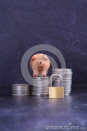 Savings guarded or blocked. Crisis time Stock Photo