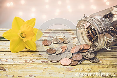 Savings money jar savings motivational concept Stock Photo