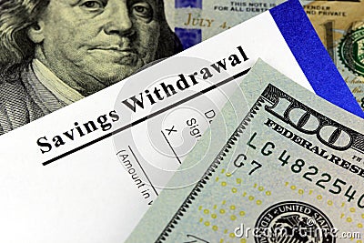Savings withdrawal slip - banking concept Stock Photo