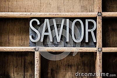 Savior Letterpress Type in Drawer Stock Photo