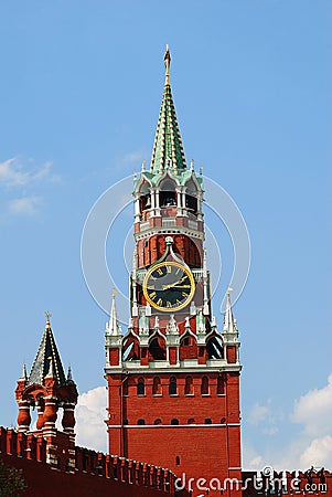 Saviors clock tower. Moscow Kremlin. Stock Photo