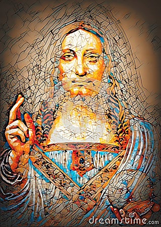 Saviour of the world. Salvador mundi. My own reproduction of Leonardo DaVinci painting Stock Photo