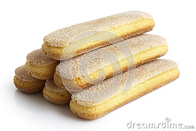 Savoiardi italian sponge biscuits on white. Stock Photo