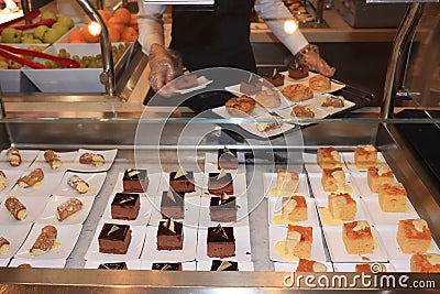 Savona, Italy - september 27th 2019: Costa Magica selfservice buffet Editorial Stock Photo