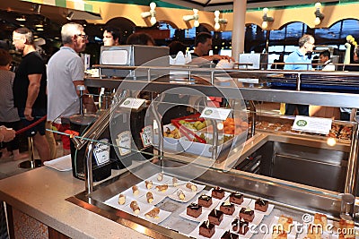 Savona, Italy - september 27th 2019: Costa Magica selfservice buffet Editorial Stock Photo