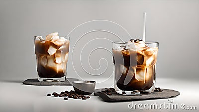 AI-Generated Japanese Iced Coffee: A Refreshing Fusion Brewed Hot, Poured Over Ice Stock Photo