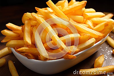 Savor the details with this mouthwatering close up of French fries Stock Photo