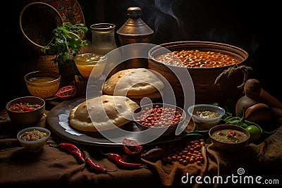 Savor the Exquisite Flavor. Indulge in the Aromatic Delight of Traditional Indian Dish Chole Bhature Stock Photo