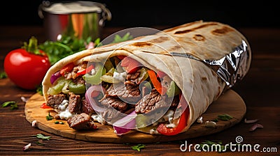 Savor the Flavor Mouthwatering Beef Shawarma - A Meat Lover's Dream Stock Photo