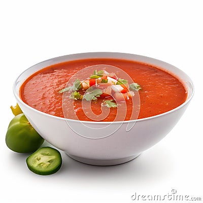 Savor the Flavor of Spain with a Delicious Gazpacho Soup in a Bowl . Stock Photo