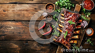 Savor the savory perfection of these grilled ribs, each bite a tantalizing explosion of taste. Stock Photo