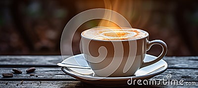 Savor a serene morning with coffee or tea, embracing the tranquil vibes Stock Photo