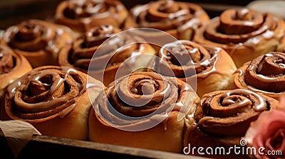 Savor the sweetness of freshly baked cinnamon rolls Stock Photo