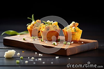 savory cheese muffins on a slate board Stock Photo