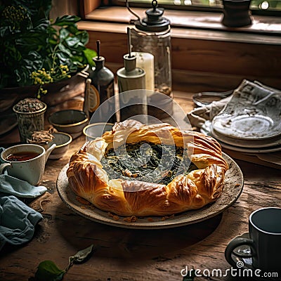 Savory Golden Börek - Traditional Turkish Pastry with Cheese Filling Stock Photo