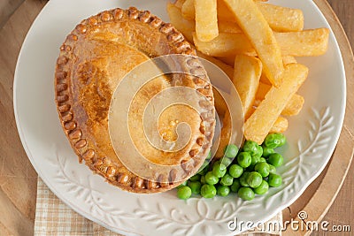 Savory Meat Pie Chips and Peas Stock Photo