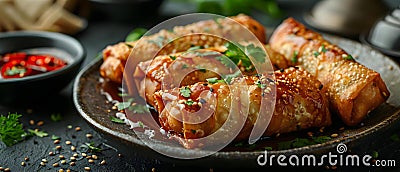 Concept Banana Desserts, Savory Sweet Fusion Caramel Drizzled Banana Jackfruit Delights Stock Photo