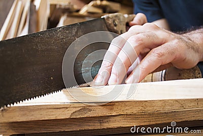 Saw on carpentry Stock Photo