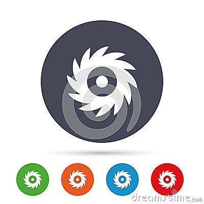 Saw circular wheel sign icon. Cutting blade. Vector Illustration