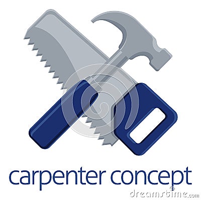 Saw and Hammer Carpenter Concept Vector Illustration