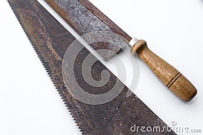 Saw / handsaws detail - vintage tools Stock Photo