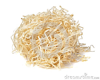 Sawdust wooden shavings isolated on the white background Stock Photo