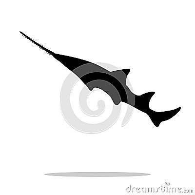 Sawfish fish black silhouette aquatic animal Vector Illustration