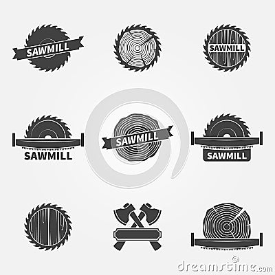 Sawmill logo or label Vector Illustration