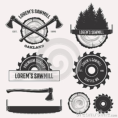 Sawmill logo set Vector Illustration