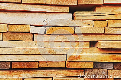Sawn and folded boards, construction boards, full-screen lumber as a background Stock Photo