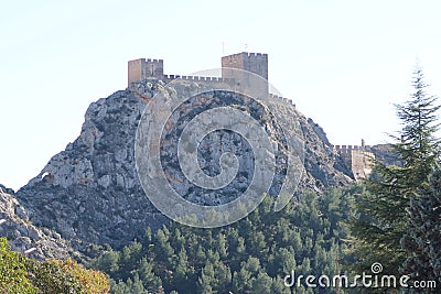 Almohad castle of Sax located on top of a large rock. Sax, Alicante, Spain Stock Photo