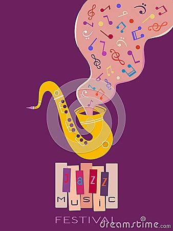 Sax Piano Jazz Music Festival fancy vector poster Vector Illustration