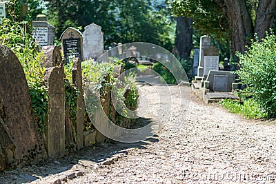 Saxon cemetery, located next to the Church on the Hill in Sighisoara, Romania Editorial Stock Photo