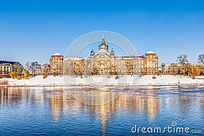 Saxon State Chancellery in Dresden in winter Stock Photo