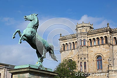 Saxon Steed and Leibniz University in Hannover Stock Photo