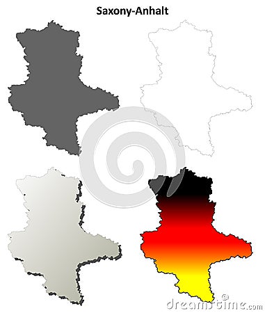 Saxony-Anhalt blank outline map set Vector Illustration