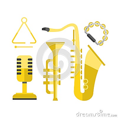 Saxophone gold icon music classical sound instrument vector illustration and brass entertainment golden band design Vector Illustration
