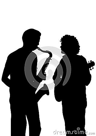 Saxophone and guitar Vector Illustration