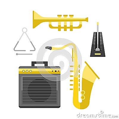 Saxophone icon music classical sound instrument vector illustration and brass entertainment golden band design equipment Vector Illustration