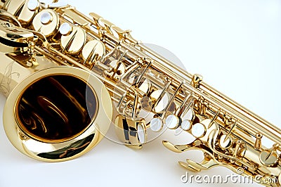 Saxophone Isolated Closeup Stock Photo