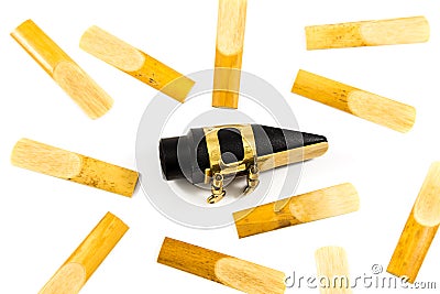 Saxophone Reed & Mouthpiece Stock Photo