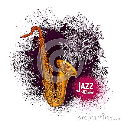 Saxophone, sax. Jazz music vector illustration Vector Illustration