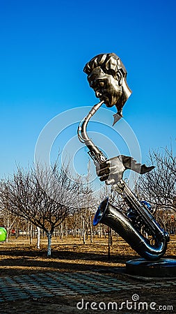 Saxophone statue, Editorial Stock Photo