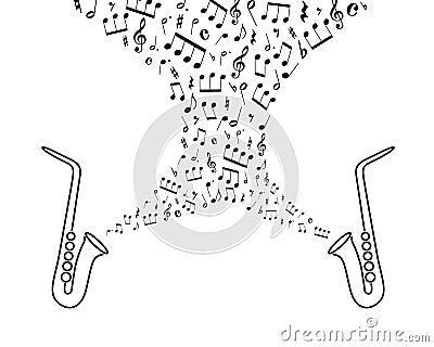 Saxophones notes Vector Illustration